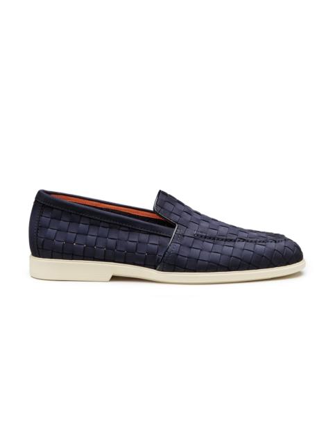 Men's blue woven suede loafer