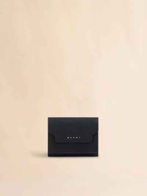 BLACK SAFFIANO LEATHER TRI-FOLD WALLET