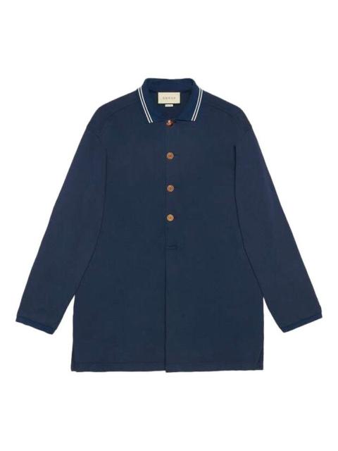 Men's Gucci SS21 Long Sleeves Autumn Blue Polo Shirt 573268-XJA6J-4345