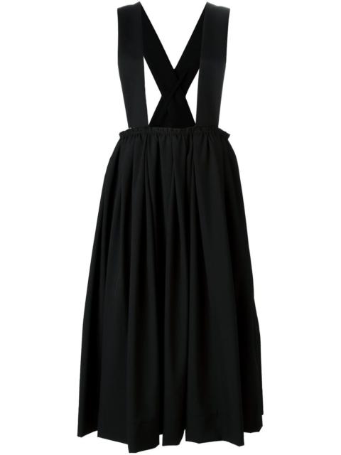 suspenders pleated skirt