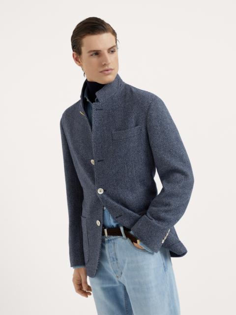 Brunello Cucinelli Wool, silk and cashmere chevron blazer