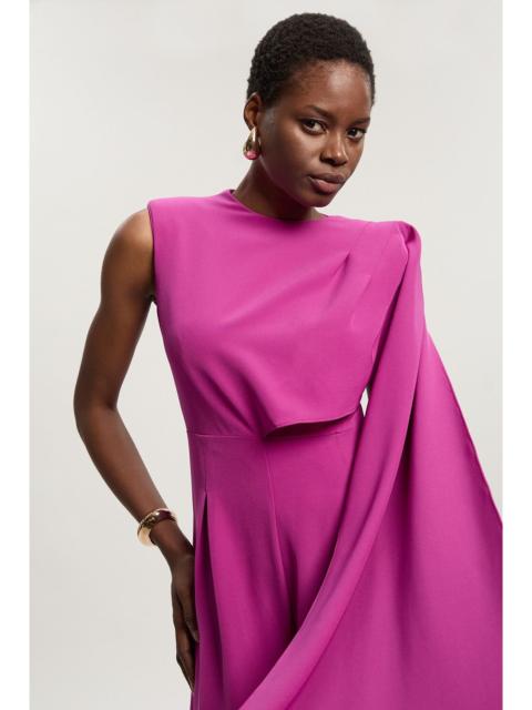 Tailored Drape Cape Wide Leg Jumpsuit