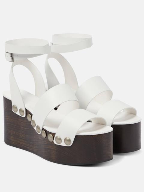 Leather wedge sandals