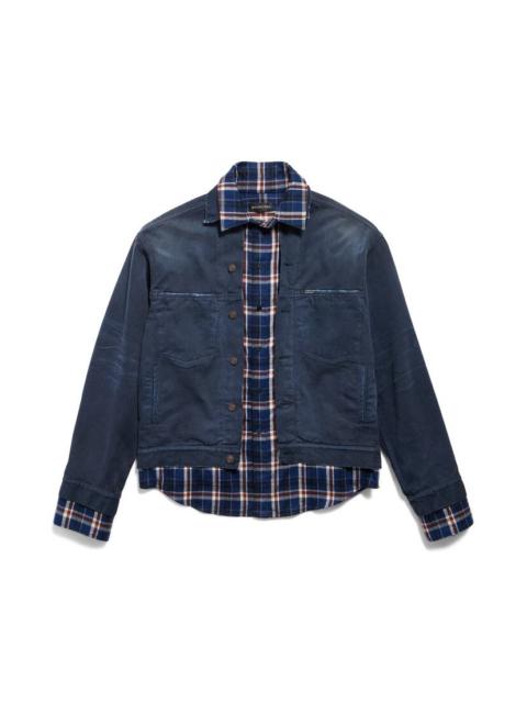 Men's Patched Shirt Jacket in Navy/dirty Dark Blue