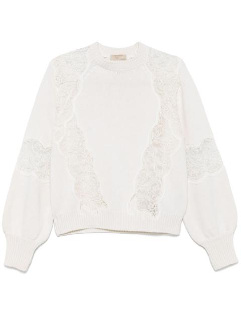 lace-detail sweater