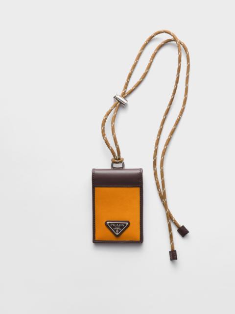 Prada Speedrock Re-Nylon and leather card holder with strap