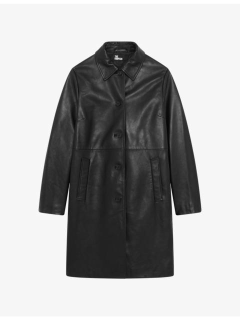 Collared Straight-Cut Leather Jacket