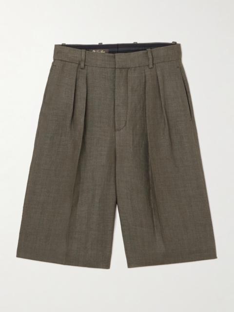 Digby Pleated Linen And Wool-blend Shorts