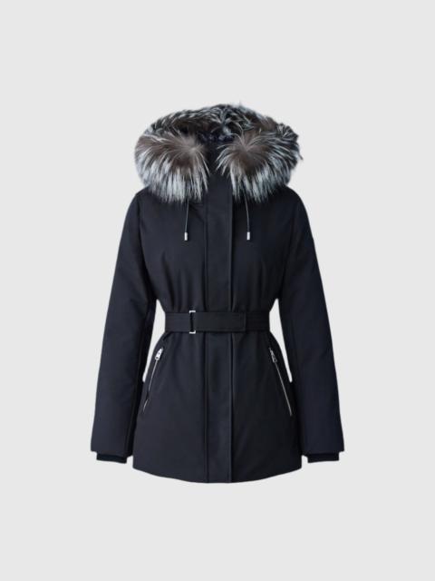 JENI 2-in-1 down parka with removable bib and silver fox fur