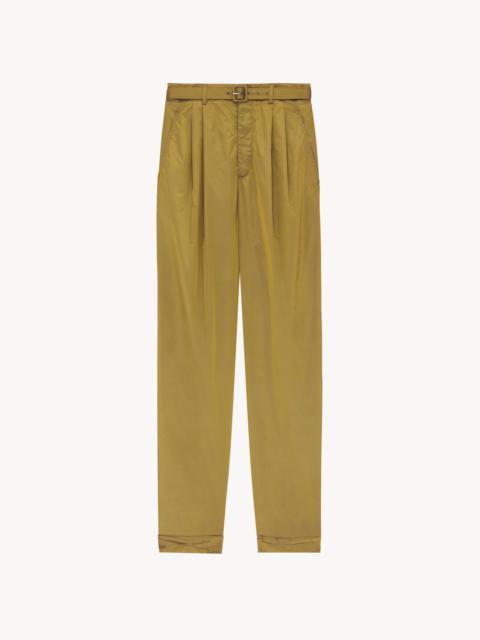BELTED PANTS IN CRINKLED CANVAS