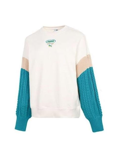 (WMNS) PUMA Colorblock Sweatshirt 'White' 537968-65