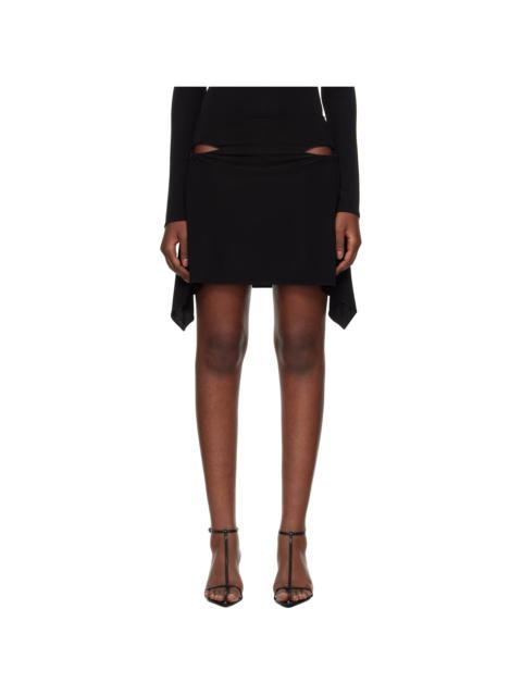 Black Zipped Crepe Miniskirt