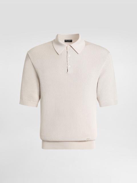 Micro-rib cotton polo shirt
