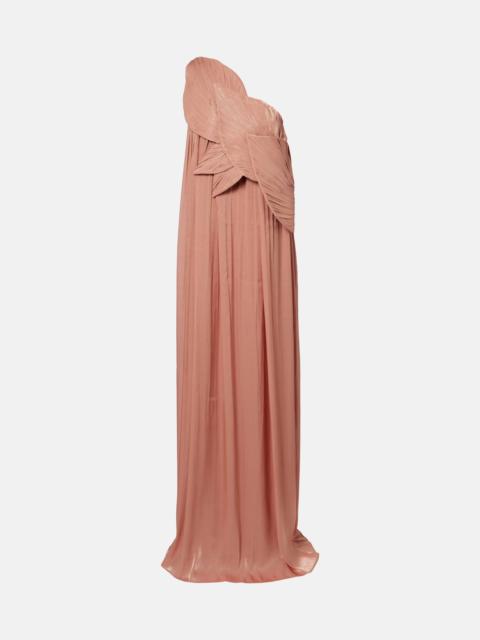 Amabel one-shoulder pleated gown