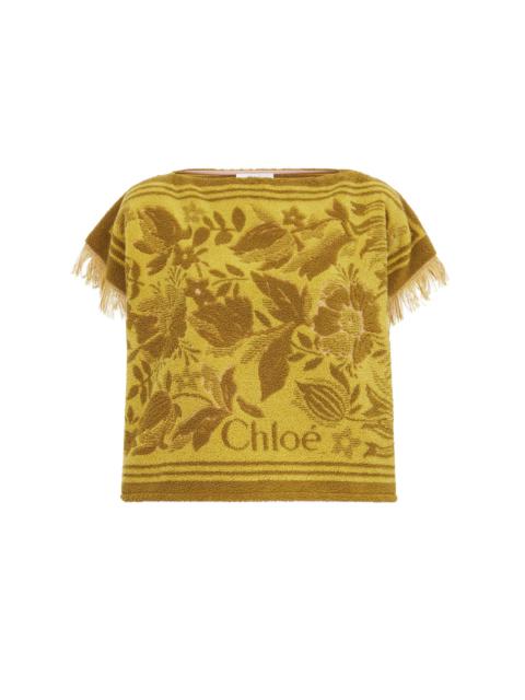 BOAT-NECK LOGO TOP IN COTTON JACQUARD