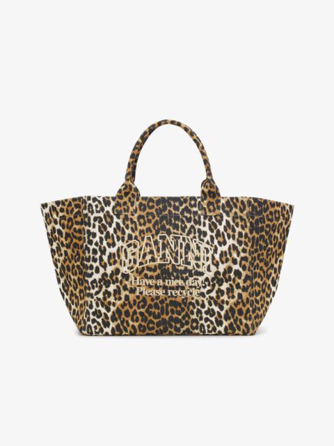 LEOPARD OVERSIZED CANVAS TOTE BAG