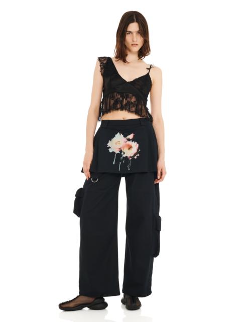 BLACK FLOWER DREAM LAWN SKIRT CARGO PANT