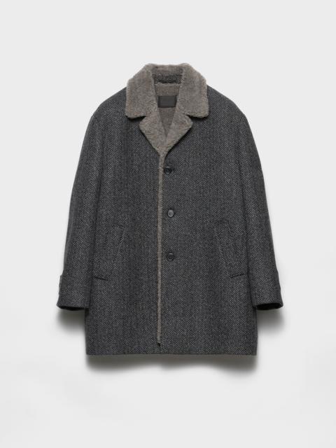 Chevron patterned wool coat