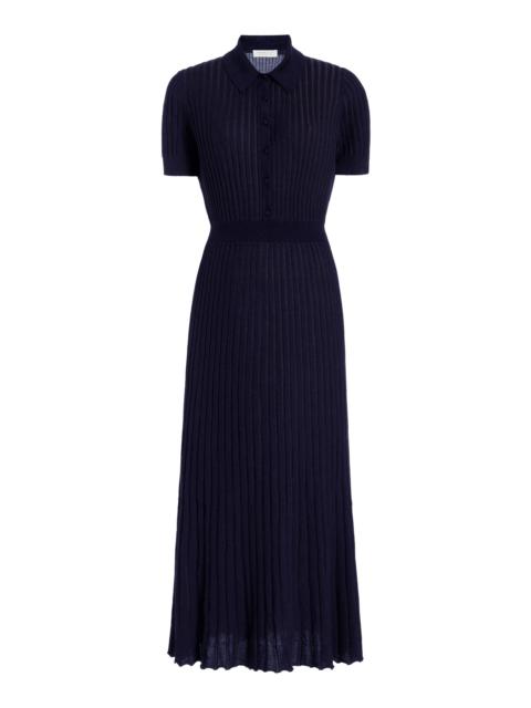 Amor Ribbed Dress in Dark Navy Silk Cashmere