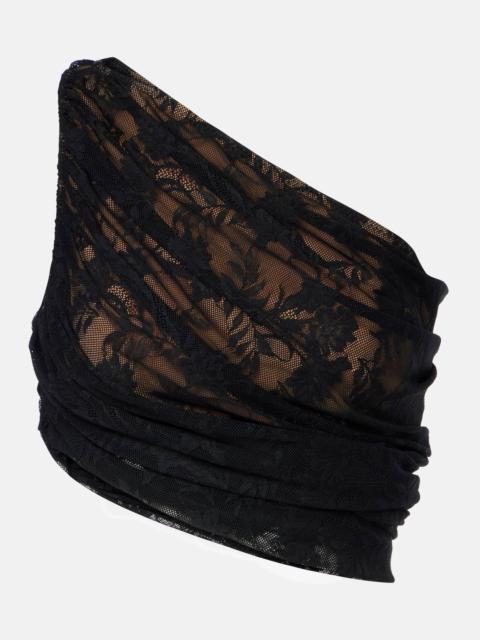 Diana asymmetric lace draped top