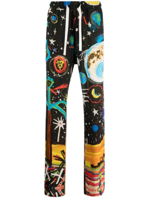Starry Night printed drawstring trousers