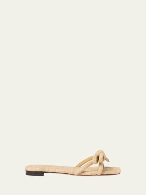Hadley Leather and Raffia Bow Sandals