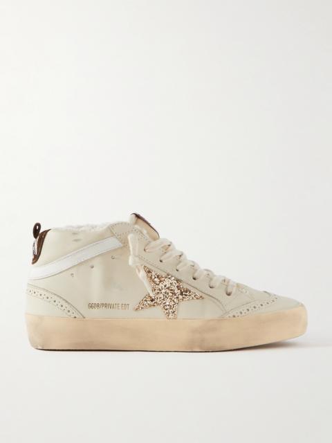 Superstar Distressed Shearling-lined Rubber And Leather Sneakers