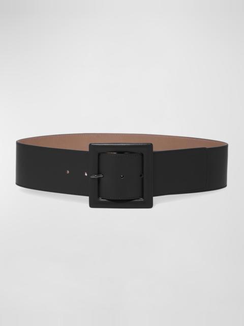 Square-Buckle Wide Leather Belt