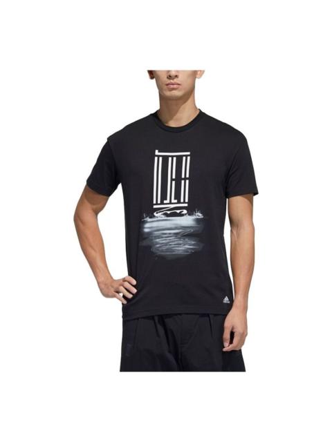 adidas Wj T Gfx Logo Series Printing Sports Round Neck Short Sleeve Black GP0824