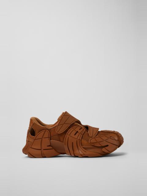 Brown Textile Semi-Open Sneakers