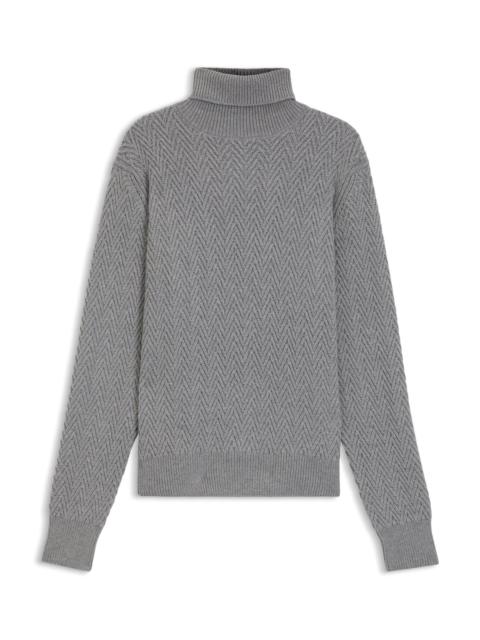 ROLLNECK SWEATER IN HERRINGBONE VIRGIN WOOL