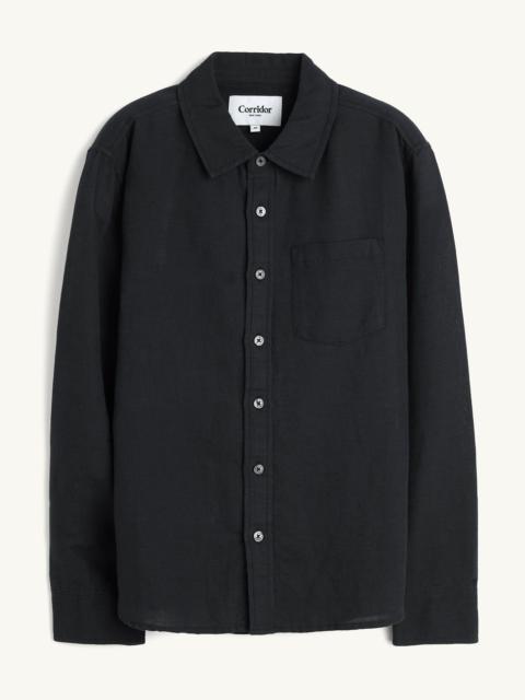 LINEN COTTON LS - BLACK