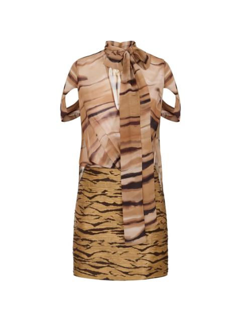 tiger-print V-neck dress