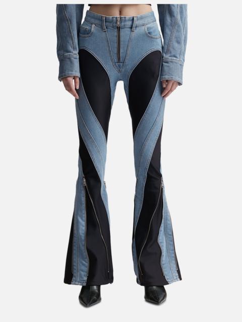 ZIPPED BI-MATERIAL JEANS