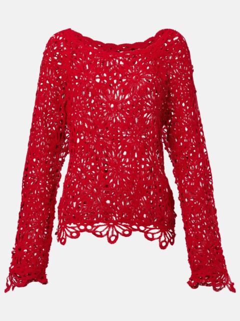 Open-knit cotton-blend sweater