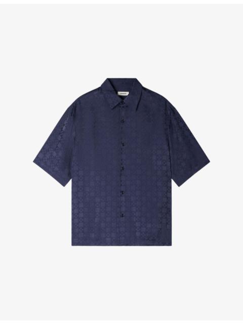 Square-Cross Short-Sleeve Woven Shirt