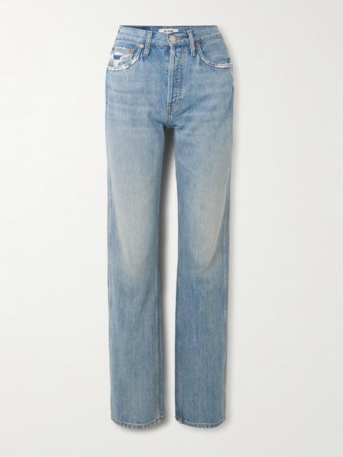 90s Distressed High-rise Straight-leg Organic Jeans