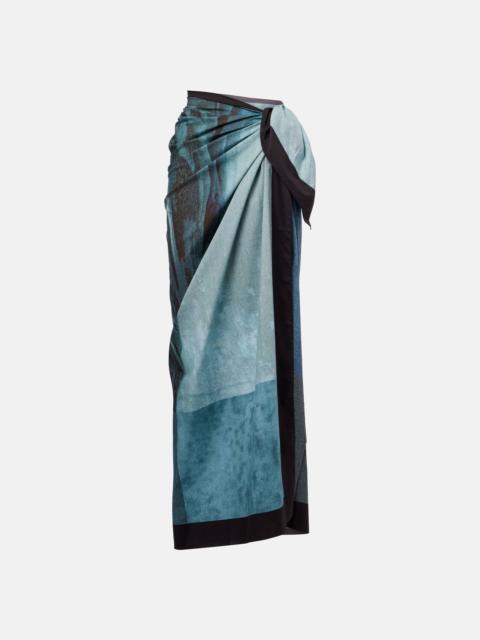 Printed cotton beach cover-up