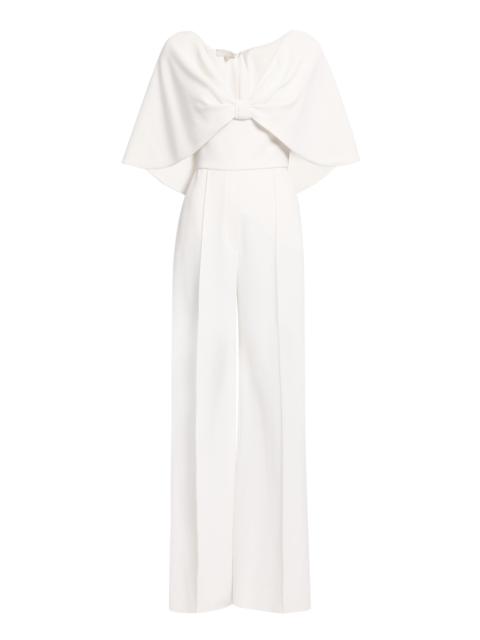 Cape-Sleeve Cady Jumpsuit white