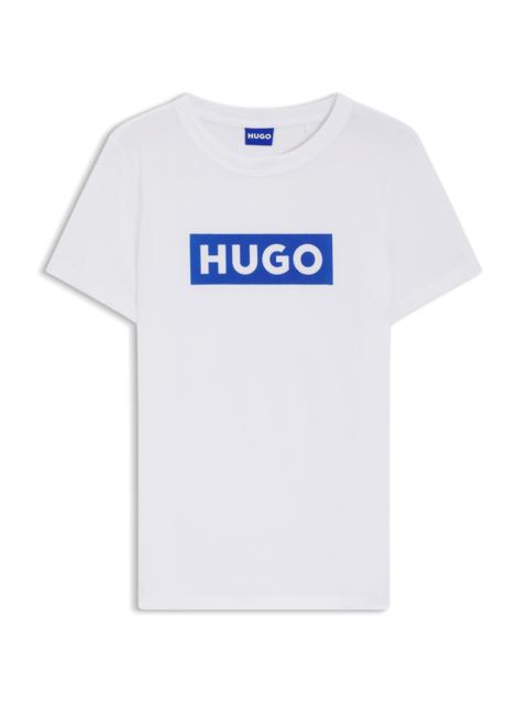 SLIM-FIT T-SHIRT IN COTTON WITH BLUE BOXED LOGO