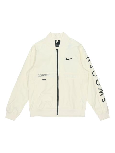 Nike Sportswear Swoosh Logo Print Sports Jacket Men's White DJ5368-110