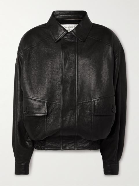 Textured-leather Bomber Jacket