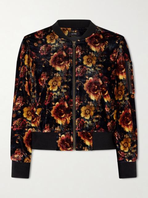 Floral-print Velvet Bomber Jacket