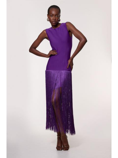 Figure Form Bandage Tassel Hem Knitted Dress