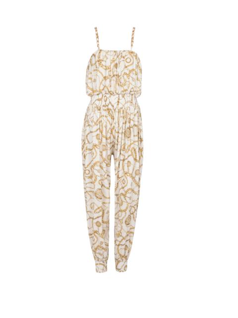 Flowing printed jumpsuit with Balmain Chains pattern
