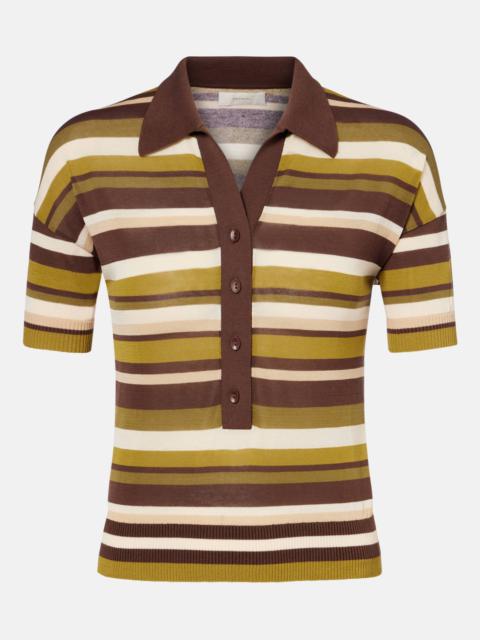 Striped cotton-blend polo shirt