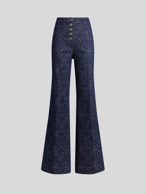 FLARED JACQUARD DENIM JEANS WITH PEGASO BUTTONS