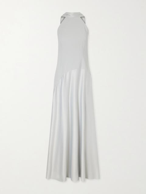 Cece Cape-effect Crepe And Satin Gown