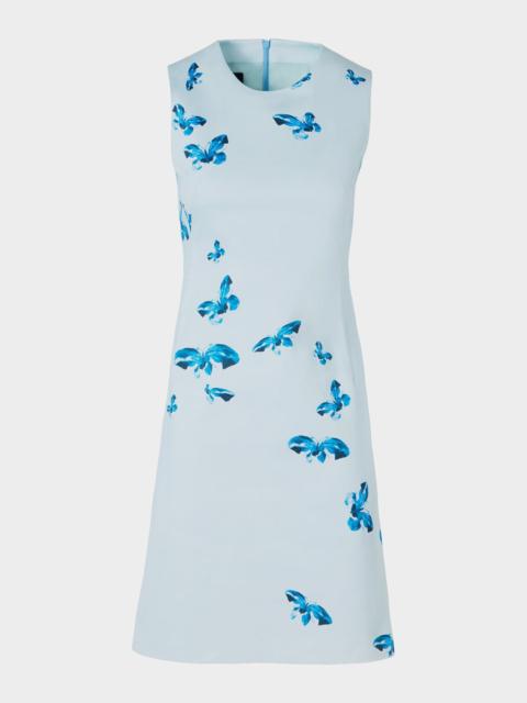 Exclusive Butterfly-Print Cotton-Silk Sleeveless Mini Dress