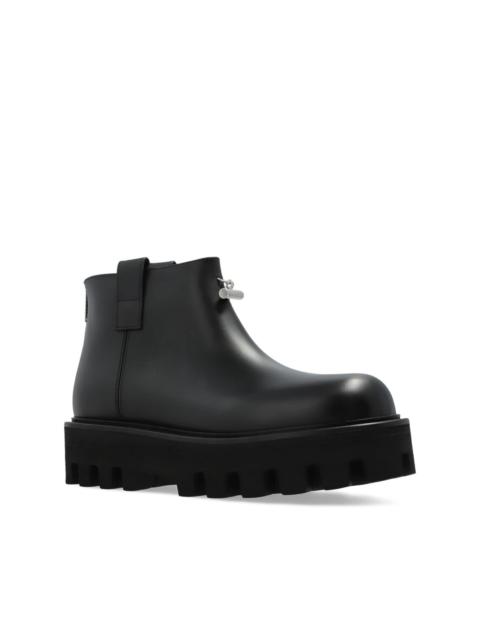 zip-fastening platform ankle boots